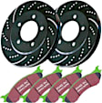 S3KF1000 Front Brake Disc and Pad Kit, Dimpled and Slotted 5 Lugs 279.91 mm Aramid Fiber S3 Greenstuff 6000 and GD Sport Slotted and Dimpled Truck and SUV Rotors