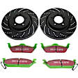 S3KF1062 Front Brake Disc and Pad Kit, Dimpled and Slotted 6 Lugs 294.89 mm Aramid Fiber S3 Greenstuff 6000 and GD Sport Slotted and Dimpled Truck and SUV Rotors