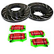 S3KF1089 Front Brake Disc and Pad Kit, Dimpled and Slotted 6 Lugs 318.77 mm Aramid Fiber S3 Greenstuff 6000 and GD Sport Slotted and Dimpled Truck and SUV Rotors
