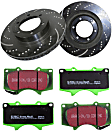 S3KF1129 Front Brake Disc and Pad Kit, Dimpled and Slotted 6 Lugs 338.07 mm Aramid Fiber S3 Greenstuff 6000 and GD Sport Slotted and Dimpled Truck and SUV Rotors