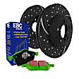 S3KF1129 Front Brake Disc and Pad Kit, Dimpled and Slotted 6 Lugs 338.07 mm Aramid Fiber S3 Greenstuff 6000 and GD Sport Slotted and Dimpled Truck and SUV Rotors
