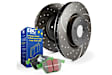 S3KF1163 Front Brake Disc and Pad Kit, Silver Grey Geomet, Dimpled and Slotted, 6 Lugs, 314.96 mm, Aramid Fiber, S3 Greenstuff 6000 and GD Sport Slotted and Dimpled Truck and SUV Rotors