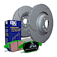S3KR1088 Rear Brake Disc and Pad Kit, Silver Grey Geomet, Dimpled and Slotted, 5 Lugs, 320.04 mm, Aramid Fiber, S3 Greenstuff 6000 and GD Sport Slotted and Dimpled Truck and SUV Rotors