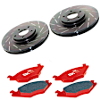 S4KF1075 Front Brake Disc and Pad Kit, Slotted 5 Lugs 325.88 mm Aramid Fiber Ceramic S4 Redstuff Ceramic Pad and USR Sport Slotted Rotors