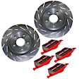S4KF1152 Front Brake Disc and Pad Kit, Slotted 5 Lugs 350.52 mm Aramid Fiber Ceramic S4 Redstuff Ceramic Pad and USR Sport Slotted Rotors