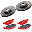 S4KF1210 Front Brake Disc and Pad Kit, Slotted 4 Lugs 279.91 mm Aramid Fiber Ceramic S4 Redstuff Ceramic Pad and USR Sport Slotted Rotors