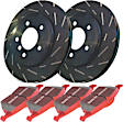 S4KF1259 Front Brake Disc and Pad Kit, Slotted 5 Lugs 320.04 mm Aramid Fiber Ceramic S4 Redstuff Ceramic Pad and USR Sport Slotted Rotors