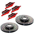 S4KF1267 Front Brake Disc and Pad Kit, Slotted 5 Lugs 276.1 mm Aramid Fiber Ceramic S4 Redstuff Ceramic Pad and USR Sport Slotted Rotors