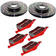 S4KF1371 Front Brake Disc and Pad Kit, Slotted 4 Lugs 261.87 mm Aramid Fiber Ceramic S4 Redstuff Ceramic Pad and USR Sport Slotted Rotors