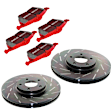 S4KF1411 Front Brake Disc and Pad Kit, Slotted 5 Lugs 276.61 mm Aramid Fiber Ceramic S4 Redstuff Ceramic Pad and USR Sport Slotted Rotors