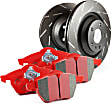 S4KF1698 Front Brake Disc and Pad Kit, Slotted 5 Lugs Aramid Fiber Ceramic S4 Redstuff Ceramic Pad and USR Sport Slotted Rotors
