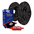 S4KF1698 Front Brake Disc and Pad Kit, Slotted 5 Lugs Aramid Fiber Ceramic S4 Redstuff Ceramic Pad and USR Sport Slotted Rotors