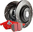 S4KF1807 Front Brake Disc and Pad Kit, Slotted 5 Lugs Aramid Fiber Ceramic S4 Redstuff Ceramic Pad and USR Sport Slotted Rotors