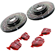S4KR1017 Rear Brake Disc and Pad Kit, Slotted 5 Lugs 320.04 mm Aramid Fiber Ceramic S4 Redstuff Ceramic Pad and USR Sport Slotted Rotors