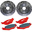 S4KR1107 Rear Brake Disc and Pad Kit, Slotted 9 Lugs 286 mm Aramid Fiber Ceramic S4 Redstuff Ceramic Pad and USR Sport Slotted Rotors