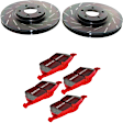 S4KR1108 Rear Brake Disc and Pad Kit, Slotted 5 Lugs 340.11 mm Aramid Fiber Ceramic S4 Redstuff Ceramic Pad and USR Sport Slotted Rotors