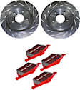 S4KR1227 Rear Brake Disc and Pad Kit, Slotted 5 Lugs 281.69 mm Aramid Fiber Ceramic S4 Redstuff Ceramic Pad and USR Sport Slotted Rotors
