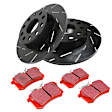 S4KR1261 Rear Brake Disc and Pad Kit, Slotted 9 Lugs 260.1 mm Aramid Fiber Ceramic S4 Redstuff Ceramic Pad and USR Sport Slotted Rotors
