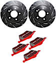 S4KR1304 Rear Brake Disc and Pad Kit, Slotted 5 Lugs 290.07 mm Aramid Fiber Ceramic S4 Redstuff Ceramic Pad and USR Sport Slotted Rotors