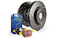 S5KF1077 Front Brake Disc and Pad Kit, Silver Grey Geomet, Dimpled and Slotted, 5 Lugs, 286.77 mm, Aramid Fiber, S5 Yellowstuff and GD Sport Slotted and Dimpled Super Street Rotors