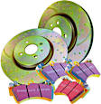S5KF1108 Front Brake Disc and Pad Kit, Dimpled and Slotted 5 Lugs 279.91 mm Aramid Fiber S5 Yellowstuff and GD Sport Slotted and Dimpled Super Street Rotors