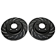 S5KF1127 Front Brake Disc and Pad Kit, Silver Grey Geomet, Dimpled and Slotted, 5 Lugs, 303.02 mm, Aramid Fiber, S5 Yellowstuff and GD Sport Slotted and Dimpled Super Street Rotors