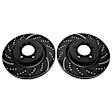 S5KF1171 Front Brake Disc and Pad Kit, Silver Grey Geomet, Dimpled and Slotted, 5 Lugs, 294.89 mm, Aramid Fiber, S5 Yellowstuff and GD Sport Slotted and Dimpled Super Street Rotors
