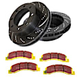 S5KF1195 Front Brake Disc and Pad Kit, Dimpled and Slotted 8 Lugs 330.96 mm Aramid Fiber S5 Yellowstuff and GD Sport Slotted and Dimpled Super Street Rotors