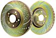 S5KF1199 Front Brake Disc and Pad Kit, Dimpled and Slotted 5 Lugs 299.97 mm Aramid Fiber S5 Yellowstuff and GD Sport Slotted and Dimpled Super Street Rotors