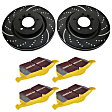 S5KF1202 Front Brake Disc and Pad Kit, Silver Grey Geomet, Dimpled and Slotted, 6 Lugs, 318.77 mm, Aramid Fiber, S5 Yellowstuff and GD Sport Slotted and Dimpled Super Street Rotors