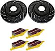 S5KF1272 Front Brake Disc and Pad Kit, Dimpled and Slotted 5 Lugs 325.12 mm Aramid Fiber S5 Yellowstuff and GD Sport Slotted and Dimpled Super Street Rotors