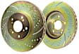 S5KF1343 Front Brake Disc and Pad Kit, Silver Grey Geomet, Dimpled and Slotted, 5 Lugs, 299.97 mm, Aramid Fiber, S5 Yellowstuff and GD Sport Slotted and Dimpled Super Street Rotors