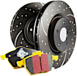 S5KF1870 Front Brake Disc and Pad Kit, Dimpled and Slotted 5 Lugs Aramid Fiber S5 Yellowstuff and GD Sport Slotted and Dimpled Super Street Rotors