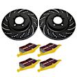 S5KR1178 Rear Brake Disc and Pad Kit, Silver Grey Geomet, Dimpled and Slotted, 5 Lugs, 307.34 mm, Aramid Fiber, S5 Yellowstuff and GD Sport Slotted and Dimpled Super Street Rotors