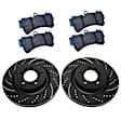 S6KF1020 Front Brake Disc and Pad Kit, Silver Grey Geomet, Dimpled and Slotted, 5 Lugs, 319.53 mm, Aramid Fiber, S6 Bluestuff NDX Pad and GD Sport Slotted and Dimpled Rotors