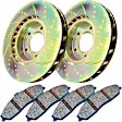 S6KF1026 Front Brake Disc and Pad Kit, Silver Grey Geomet, Dimpled and Slotted, 5 Lugs, Aramid Fiber, S6 Bluestuff NDX Pad and GD Sport Slotted and Dimpled Rotors