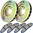 S6KF1029 Front Brake Disc and Pad Kit, Silver Grey Geomet, Dimpled and Slotted, 5 Lugs, 355.6 mm, Aramid Fiber, S6 Bluestuff NDX Pad and GD Sport Slotted and Dimpled Rotors