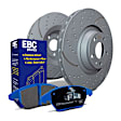 S6KF1412 Front Brake Disc and Pad Kit, Silver Grey Geomet, Dimpled and Slotted, Aramid Fiber, S6 Bluestuff NDX Pad and GD Sport Slotted and Dimpled Rotors