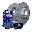 S6KR1333 Rear Brake Disc and Pad Kit, Dimpled and Slotted Aramid Fiber S6 Bluestuff NDX Pad and GD Sport Slotted and Dimpled Rotors