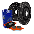 S7KF1059 Front Brake Disc and Pad Kit, Slotted 5 Lugs Aramid Fiber Ceramic S7 Orangestuff Pad and BSD Sport Vee Slotted Rotors