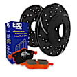 S8KR1054 Rear Brake Disc and Pad Kit, Silver Grey Geomet, Dimpled and Slotted, 8 Lugs, Aramid Fiber Ceramic, S8 Orangestuff Pad and GD Sport Slotted and Dimpled Rotors