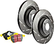 S9KF1805 Front Brake Disc and Pad Kit, Silver Grey Geomet, Slotted, 5 Lugs, Aramid Fiber, S9 Yellowstuff Pad and USR Sport Slotted Rotors