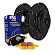 2014 Volkswagen Touareg - Rear Brake Disc and Pad Kit, Slotted, 5 Lugs, Aramid Fiber, FMSI Pad No. D978; Vented; 5 Bolt Holes; 330mm Dia.; 73mm Height; 28mm Thick; 85mm Center Hole Dia.; Pad w/Weights On Top Of Backplate, 3.6L 6Cyl, S9 Yellowstuff Pad and USR Sport S