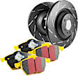 S9KR1200 Rear Brake Disc and Pad Kit, Silver Grey Geomet, Slotted, 5 Lugs, Aramid Fiber, S9 Yellowstuff Pad and USR Sport Slotted Rotors