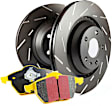 S9KR1555 Rear Brake Disc and Pad Kit, Silver Grey Geomet, Slotted, 5 Lugs, Aramid Fiber, S9 Yellowstuff Pad and USR Sport Slotted Rotors