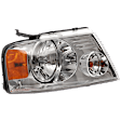 Passenger Side Headlight, with Bulb, Halogen, Chrome Bezel