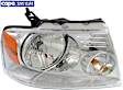 Passenger Side Headlight, with Bulb, Halogen, Chrome Bezel, CAPA Certified