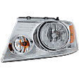 Driver Side Headlight, with Bulb, Halogen, Chrome Bezel