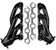 12103FLT Headers Shorty, Painted Black, Made of Steel