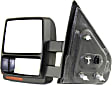 Driver Side Towing Mirror, Power Adjust, Heated, Manual Folding, Textured Black, In-housing Signal Light, With Memory, With Puddle Light, No Auto-Dim, With Blind Spot Glass